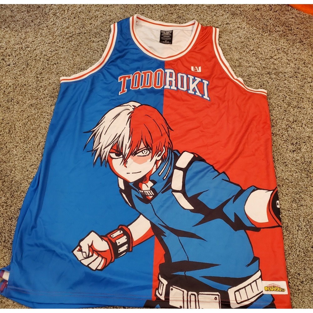 Hot Topic My Hero Academia‎ Todoroki Split Basketball Jersey Xl Anime Blue Red